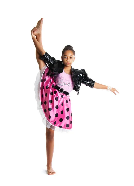 Imagen de niña flexible haciendo split vertical Hermosa niña bailando — Foto de Stock