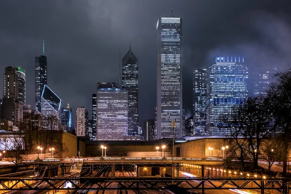 Chicago Downtown Night — Stock Photo, Image