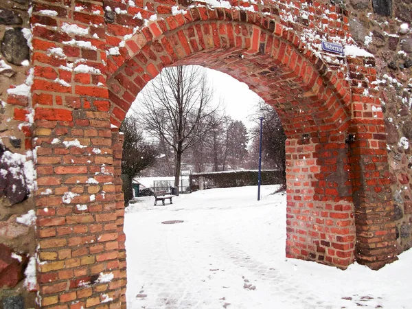 Mur Miejski Zimą — Zdjęcie stockowe