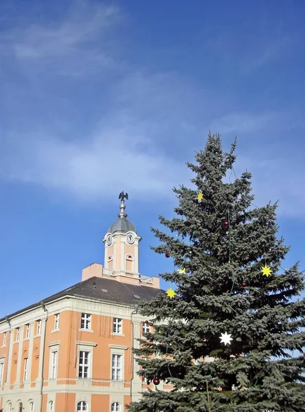 Historic Town Hall Christmas Time — Stock Photo, Image