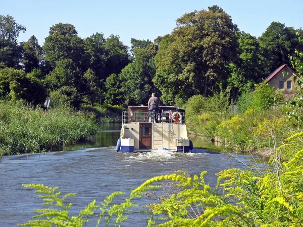 Med Båt Långt Uckermark — Stockfoto