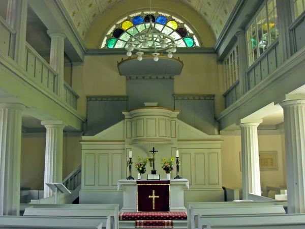 Der Altar Der Evangelischen Dorfkirche — Stockfoto