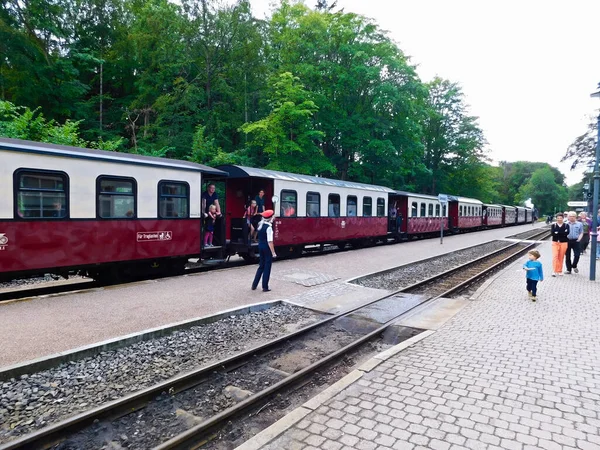 Heiligendamm Mecklenburg Vorpommern Duitsland Augustus 2019 Een Stoomlocomotief Het Historische — Stockfoto