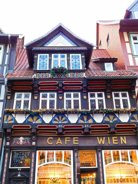 Wernigerode Sachsen Anhalt Deutschland 2019 Cafe Wien Der Altstadt — Stockfoto