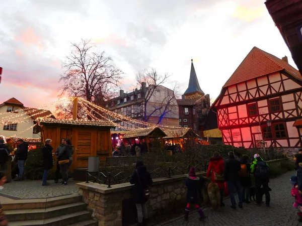 Wernigerode Sachsen Anhalt Deutschland Dezember 2019 Weihnachtsmarkt Der Historischen Altstadt — Stockfoto