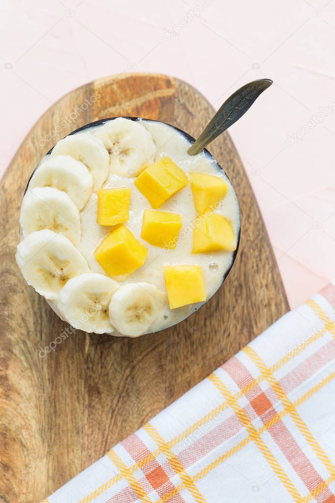 Vegan homemade banana and mango gelato ice cream