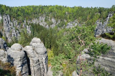 Sakson İsviçre Ulusal Parkı 'nda Bastei Kayalıkları