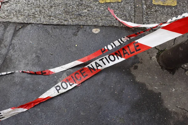 Nationale politie barrière tape Stockfoto