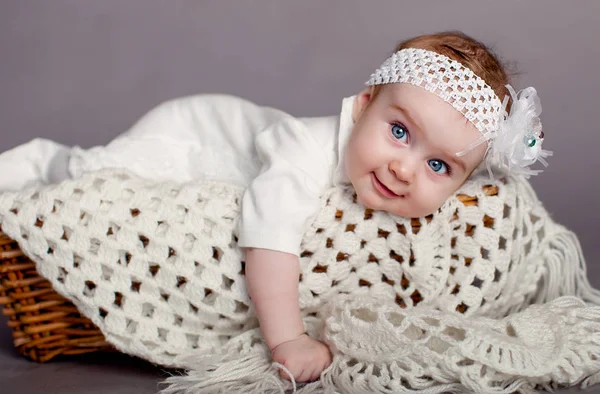 Baby in basket — Stock Photo, Image