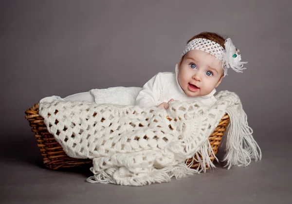 Baby in basket — Stock Photo, Image