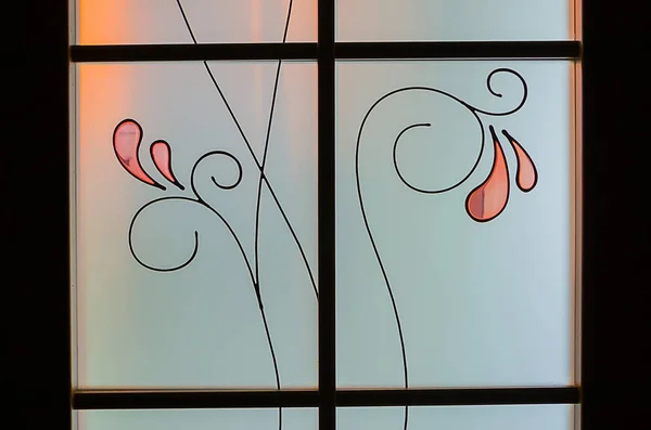 Pattern on the front door glass — Stock Photo, Image