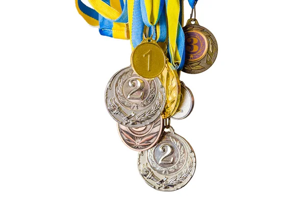 Gold, silver and bronze sports medals. — Stock Photo, Image