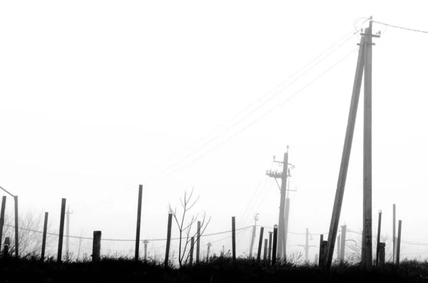 Black and white scenery in the fog — Stock Photo, Image