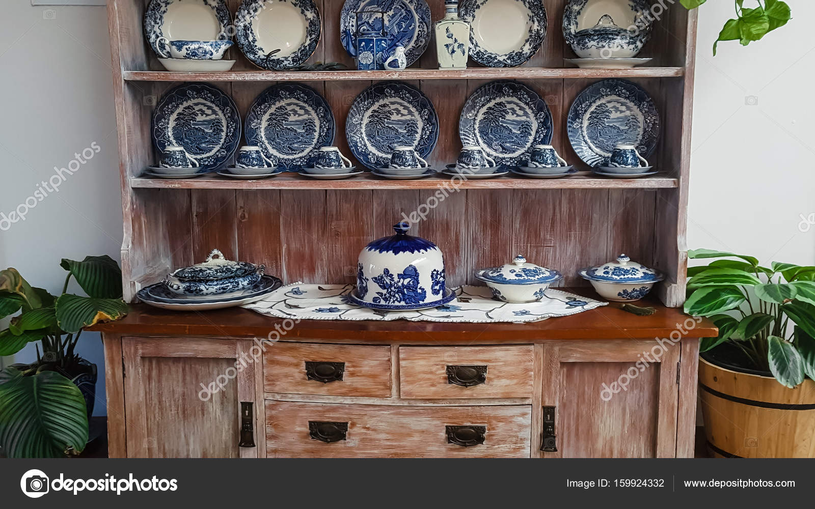 Hutch Dresser With Dinner Set Stock Photo C Janecat11 159924332