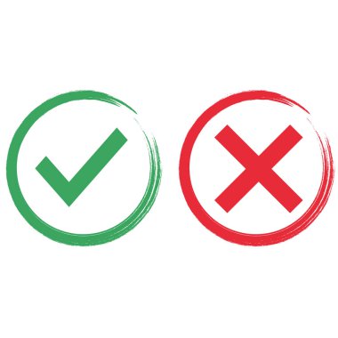 Evet ya da Hayır, vektör simgesi illüstrasyon düz tasarım boya