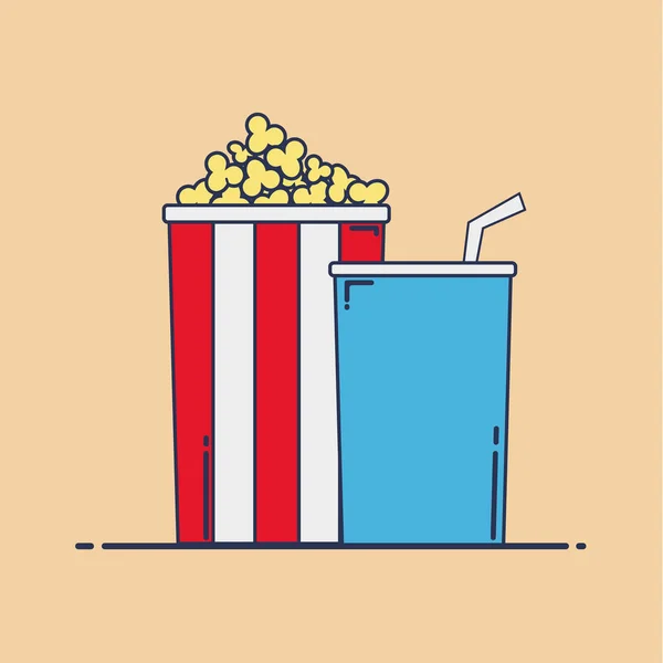 Popcorn Napoje Dla Cimena Wektor Ikona Ilustracja Płaskie Deisgn — Wektor stockowy