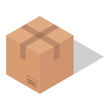 karton karton kutu pack parsel vektör simgesi izometrik tasarım kapalı