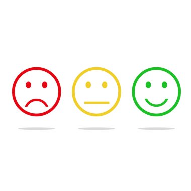 Kırmızı, sarı, yeşil gülümseme vektör simgesi düz tasarım gölge ile