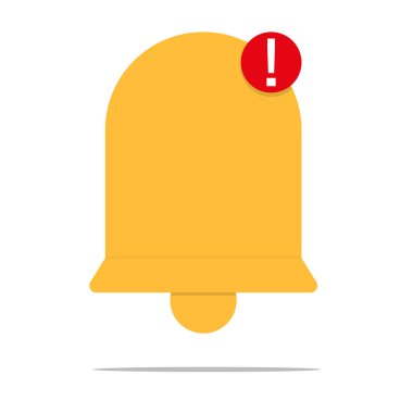 Bildirim zil vektör simgesi illüstrasyon düz tasarım gölge ile