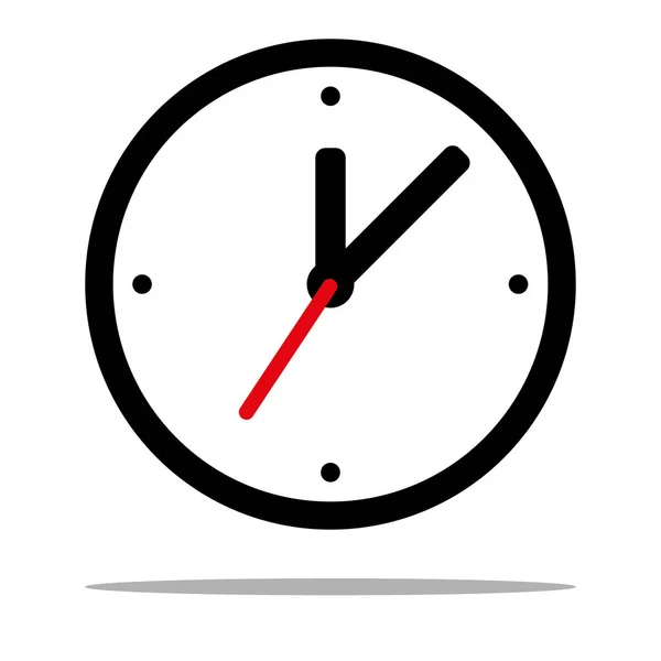 Reloj Icono Vector Ilustración Diseño Plano Con Sombra — Vector de stock