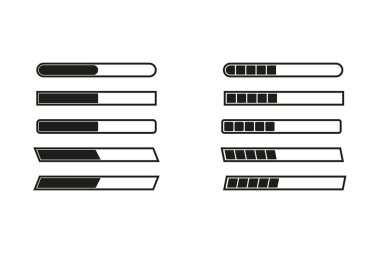 Yükleme simgeleri seti. Düz tasarımda vektör illüstrasyonu