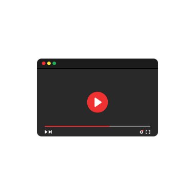 Tarayıcı penceresi. Video oynatıcı illüstrasyonu. Düz tasarımda vektör