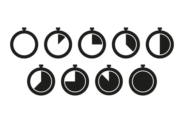 白い背景にタイマーアイコンのセット 平面設計におけるベクトル図 — ストックベクタ