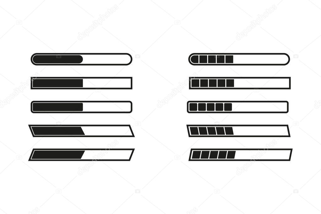 Set of loading icons. Vector illustration in flat design