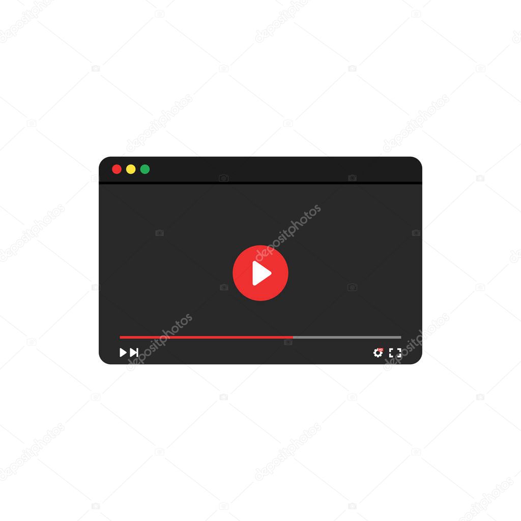 Browser window. Video player illustration. Vector in flat design