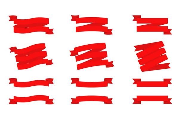 Ensemble Vecteurs Ruban Bannière Couleur Rouge Sur Fond Blanc Illustration — Image vectorielle