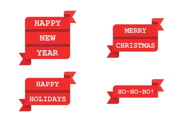 Set Navidad Banners Web Año Nuevo Ilustración Vectorial Diseño Plano — Vector de stock