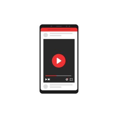 Akıllı Telefon Video simgesi. Düz tasarımda vektör illüstrasyonu