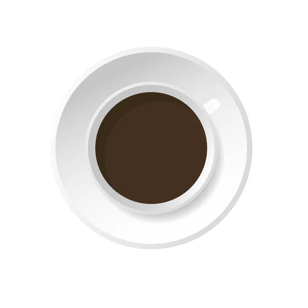 Tasse Kaffee Und Untertasse Draufsicht Vektor Illustration Realistisches Design — Stockvektor