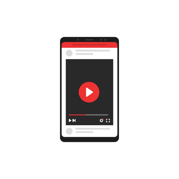 Smartphone Video Icon Vector Illustration Flat Design — Stock Vector