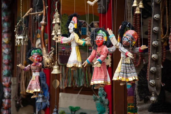Макрофотография Традиционных Непальских Кукол Выставленная Продажу Одном Магазинов Площади Бхактапур — стоковое фото