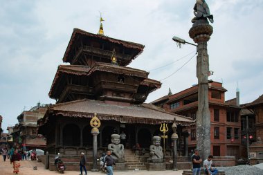 Katmandu, Nepal - 06 Mayıs 2017: Bhaktapur 'daki Dattatreya Tapınağı.