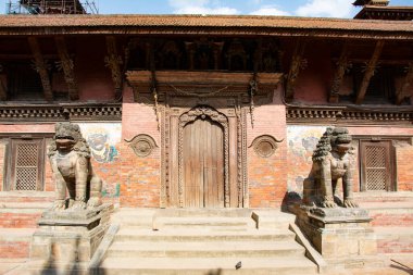 Katmandu, Nepal 'deki Lalitpur' daki Patan Durbar Meydanı manzarası.
