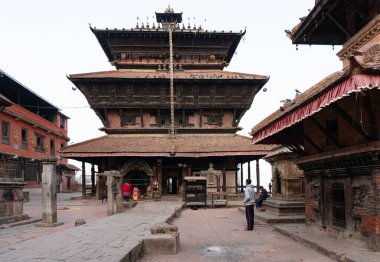 Katmandu, Nepal - 16 Ocak 2016: Kirtipur 'daki Bagh Bhairav Tapınağı.
