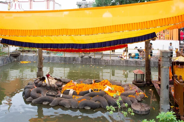 Katmandou Népal Mai 2017 Énorme Sculpture Seigneur Narayan Vishnu Temple — Photo