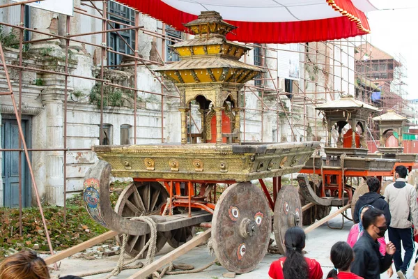 Kathmandu Nepal Setembro 2017 Carruagens Estacionadas Nas Instalações Praça Kathmandu — Fotografia de Stock