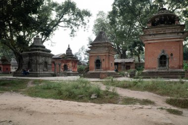 Kathmandu, Nepal - 28 Ekim 2017: Mrigasthali 'deki Lord Shiva' ya adanmış tapınak kompleksinin görüntüsü.