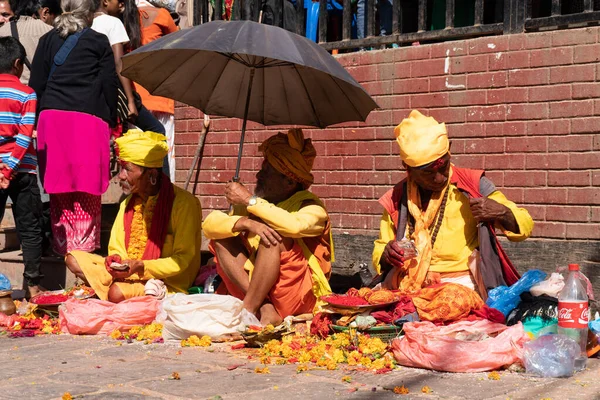 Gorkha Nepal November 2017 Group Pandits Who Perform Holy Rituals — Stock Photo, Image