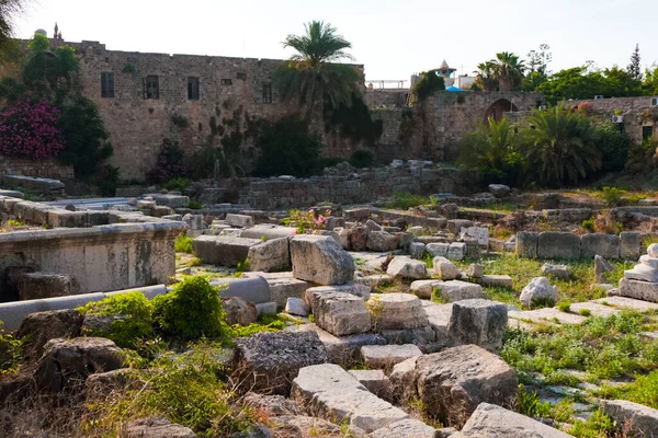 Byblos Libanon 2017 Május Római Építmények Tiltott Vasút Régészeti Romjai — Stock Fotó
