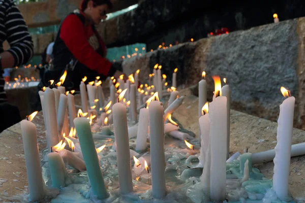 Jounieh Lebanon May 2017 Devotees Lighting Candles Make Wishes Prayers — Stock Photo, Image