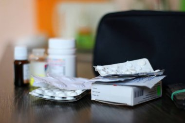 Different pills, vitemins and antibiotics clipart