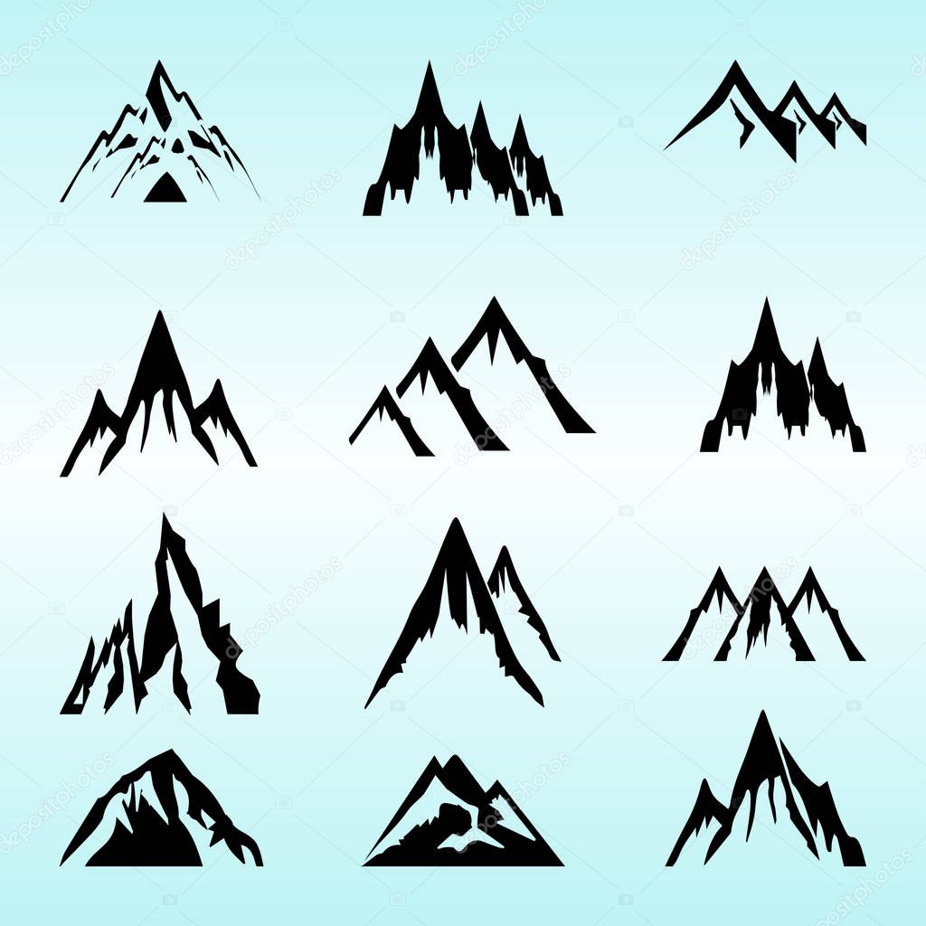 Mountain Shapes For Logos. Vector design style.