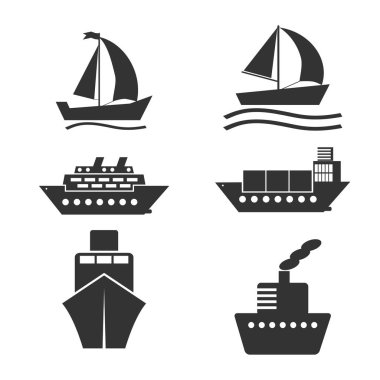 Tekne ve gemi Icons set. Vektör görüntü.