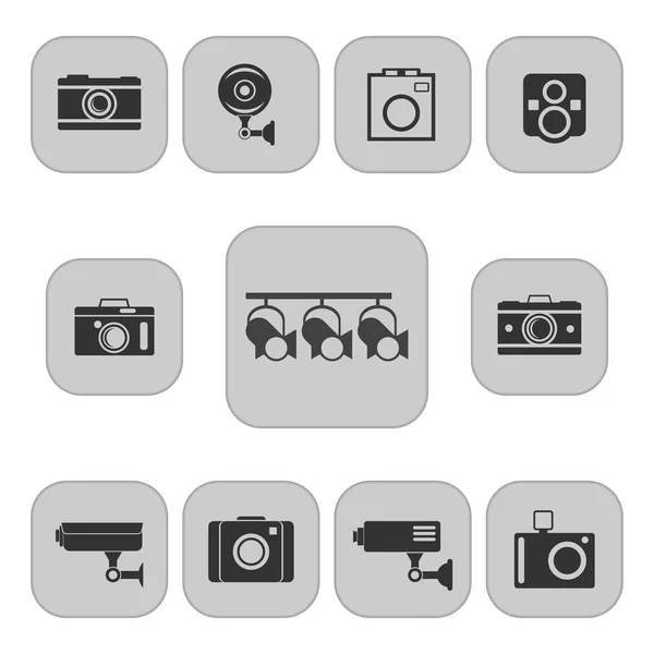 Película negro brillante icono conjunto. Ilustración vectorial — Vector de stock