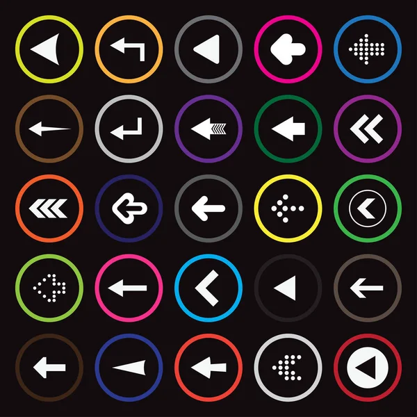 Yirmi beş beyaz okları renkli çevrelerinde sola ayarla.