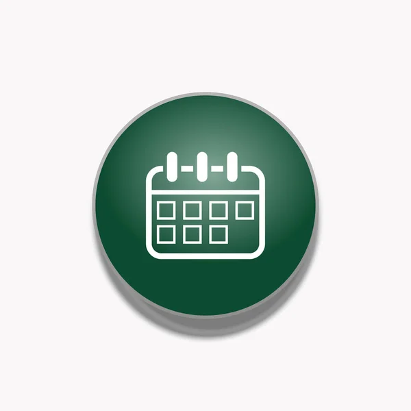 Значок календаря ізольовано на зеленому колі. Піктограма вектора — стоковий вектор
